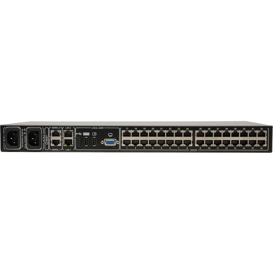 Eaton Tripp Lite Series NetCommander 32-Port Cat5 KVM over IP Switch - 2 Remote + 1 Local User, 16 USB Dongles, 1U Rack-Mount, TAA — B072-032-IP2-K