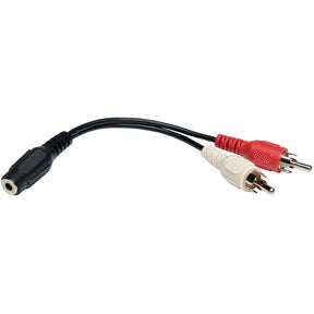 Eaton Tripp Lite Series 3.5 mm Mini Stereo to RCA Audio Y Splitter Adapter Cable (F/2xM), 6 in. (15.2 cm) — P316-06N