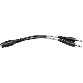 Eaton Tripp Lite Series 3.5 mm 4-Position to 3.5 mm 3-Position Audio Headset Splitter Adapter Cable (F/2xM), 6 in. (15.2 cm) — P318-06N-FMM