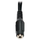 Eaton Tripp Lite Series 3.5 mm 4-Position to 3.5 mm 3-Position Audio Headset Splitter Adapter Cable (F/2xM), 6 in. (15.2 cm) — P318-06N-FMM