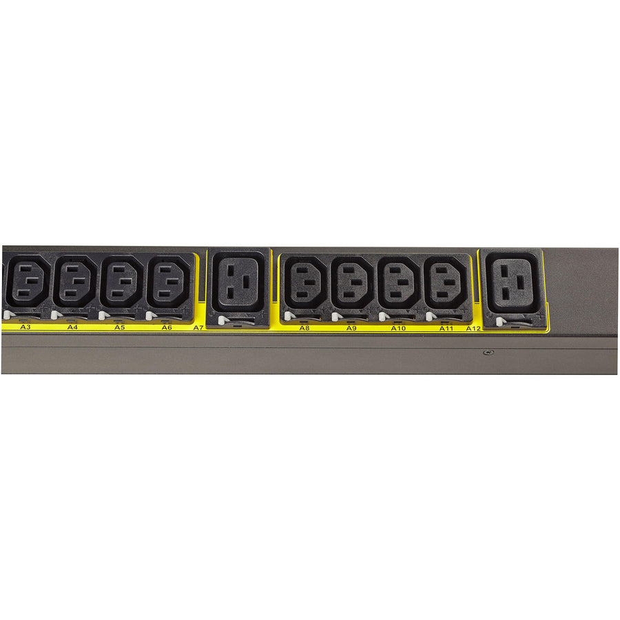 Eaton Managed rack PDU, 0U, L15-30P input, 8.64 kW max, 200-240V, 24A, 10 ft cord, Three-phase, Outlets: (18) C13 Outlet grip, (6) C19 Outlet grip — EMA326-10