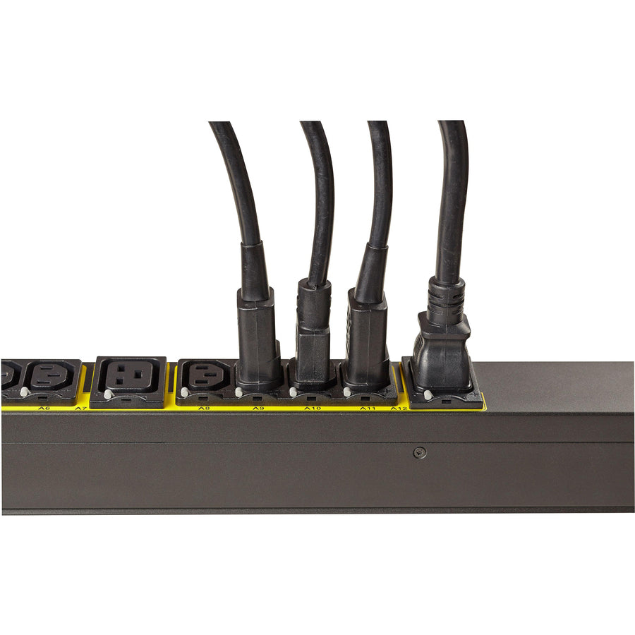 Eaton Managed rack PDU, 0U, L15-30P input, 8.64 kW max, 200-240V, 24A, 10 ft cord, Three-phase, Outlets: (18) C13 Outlet grip, (6) C19 Outlet grip — EMA326-10