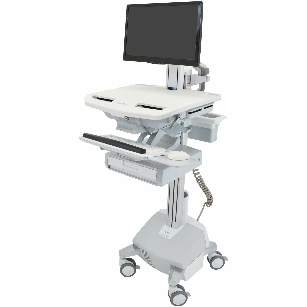 Ergotron StyleView Cart with LCD Pivot, LiFe Powered, 1 Drawer — SV44-1312-1