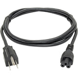 Eaton Tripp Lite Series 3-Slot Power Cord, NEMA 5-15P to C5 - Laptop/Notebook, 10A, 125V, 18 AWG, 3 ft. (0.91 m), Black — P013-003