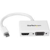 StarTech.com Travel A/V Adapter - 2-in-1 Mini DisplayPort to HDMI or VGA Converter - White — MDP2HDVGAW