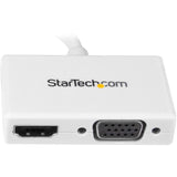 StarTech.com Travel A/V Adapter - 2-in-1 Mini DisplayPort to HDMI or VGA Converter - White — MDP2HDVGAW