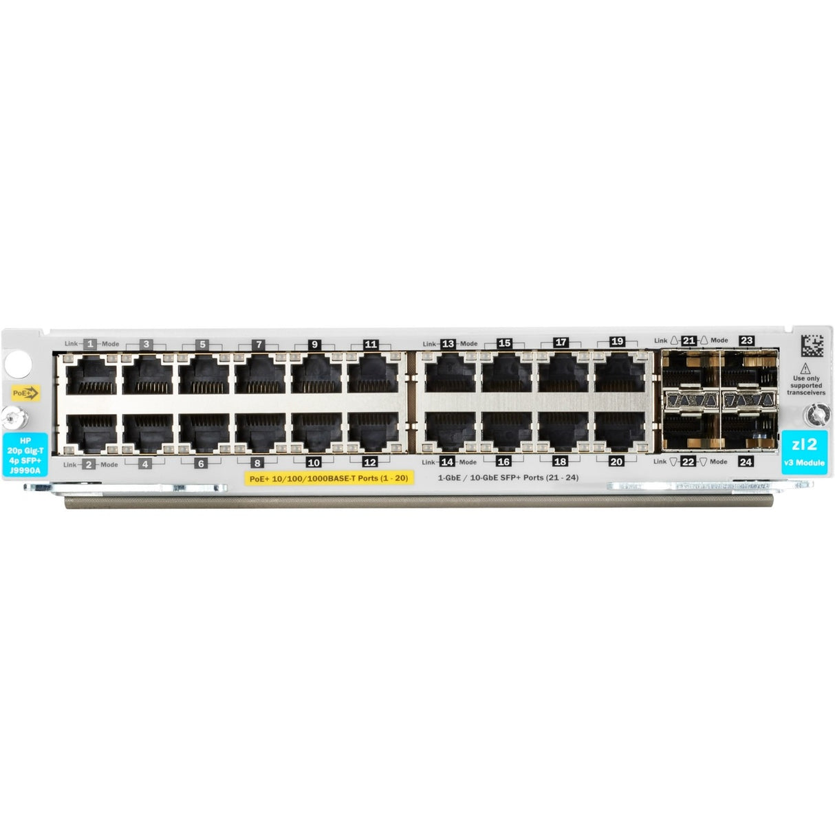 HPE 20-port 10/100/1000BASE-T PoE+ / 4-port 1G/10GbE SFP+ MACsec v3 zl2 Module — J9990A