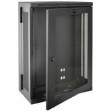 Tripp Lite SmartRack 18U Low-Profile Patch-Depth Wall-Mount Half-Height Rack Enclosure Clear Acrylic Window Hinged Back — SRW18US13G