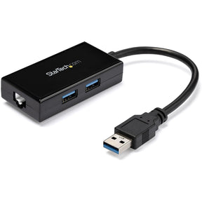 StarTech.com USB 3.0 to Gigabit Network Adapter with Built-In 2-Port USB Hub - Native Driver Support (Windows, Mac and Chrome OS) — USB31000S2H