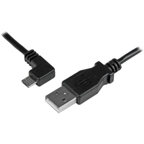 StarTech.com 1m 3 ft Left Angle Micro-USB Charge-and-Sync Cable M/M - USB 2.0 A to Micro-USB - 30/24 AWG — USBAUB1MLA