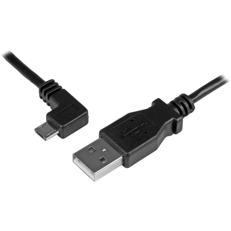 StarTech.com 1m 3 ft Left Angle Micro-USB Charge-and-Sync Cable M/M - USB 2.0 A to Micro-USB - 30/24 AWG — USBAUB1MLA