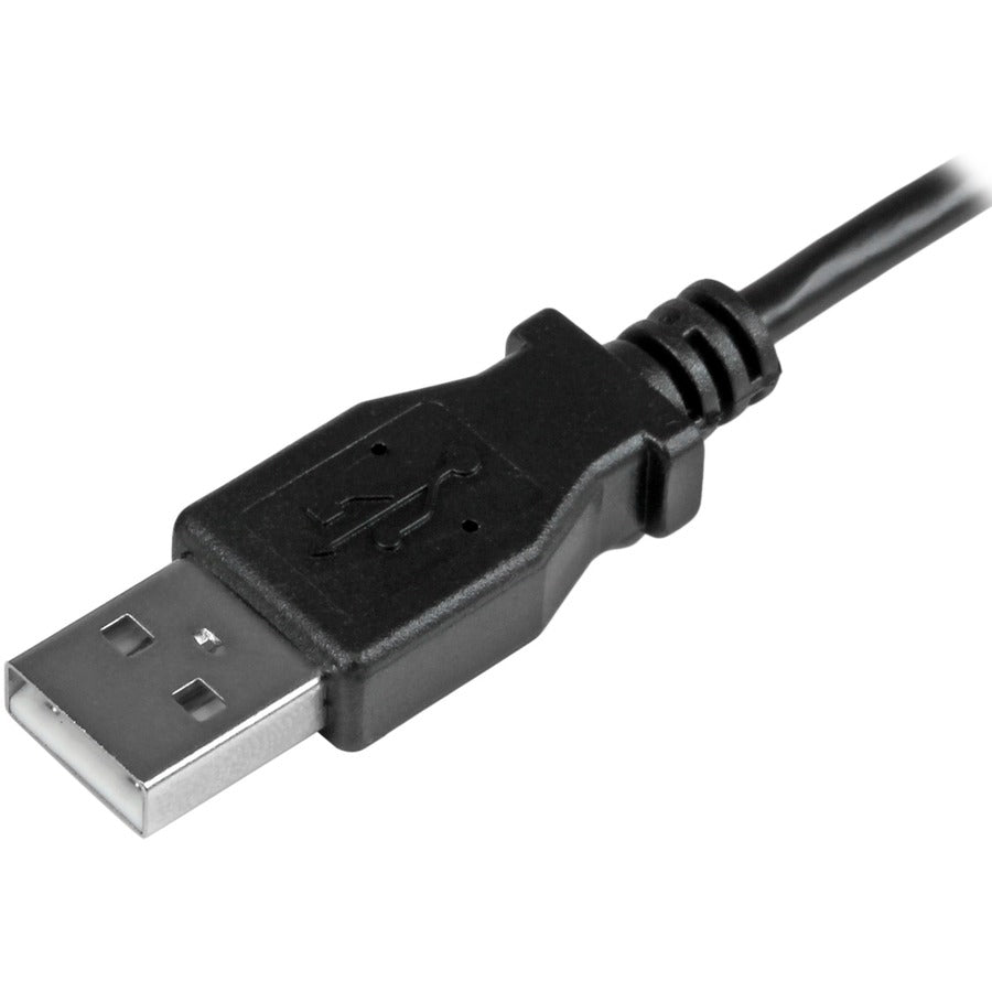 StarTech.com 1m 3 ft Left Angle Micro-USB Charge-and-Sync Cable M/M - USB 2.0 A to Micro-USB - 30/24 AWG — USBAUB1MLA