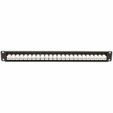 Eaton Tripp Lite Series 24-Port Cat6a Feed-Through Patch Panel - 4PPoE Compliant, 1U Rack-Mount, RJ45 Ethernet, Black, TAA — N254-024-6A