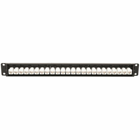 Eaton Tripp Lite Series 24-Port Cat6a Feed-Through Patch Panel - 4PPoE Compliant, 1U Rack-Mount, RJ45 Ethernet, Black, TAA — N254-024-6A