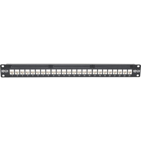 Eaton Tripp Lite Series 24-Port Cat6a Feed-Through Patch Panel - 4PPoE Compliant, 1U Rack-Mount, RJ45 Ethernet, Black, TAA — N254-024-6A