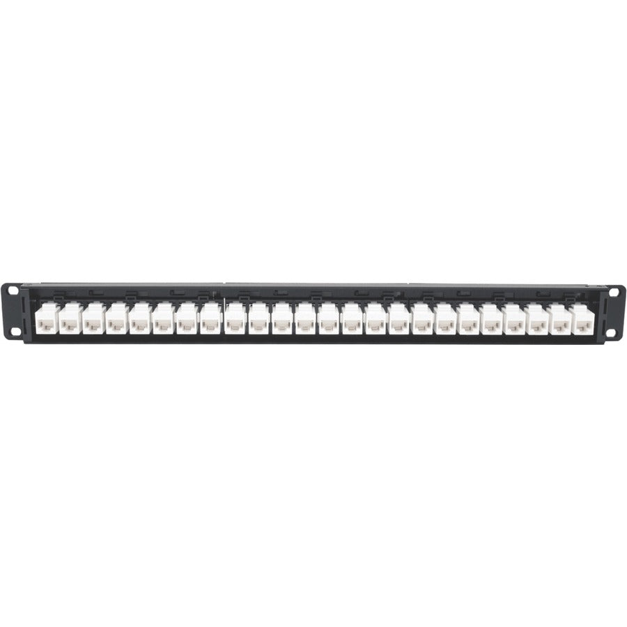 Eaton Tripp Lite Series 24-Port Cat6a Feed-Through Patch Panel - 4PPoE Compliant, 1U Rack-Mount, RJ45 Ethernet, Black, TAA — N254-024-6A