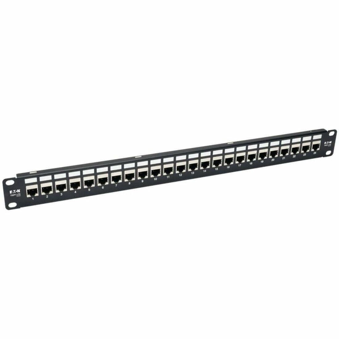 Eaton Tripp Lite Series 24-Port 1U Rack-Mount STP Shielded Cat6a Feedthrough Patch Panel, RJ45 Ethernet, TAA — N254-024-SH-6A
