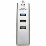 Eaton Tripp Lite Series 3-Port USB 3.x (5Gbps) Hub with LAN Port, USB-C to 3x USB-A Ports and Gigabit Ethernet, Silver — U460-003-3A1G