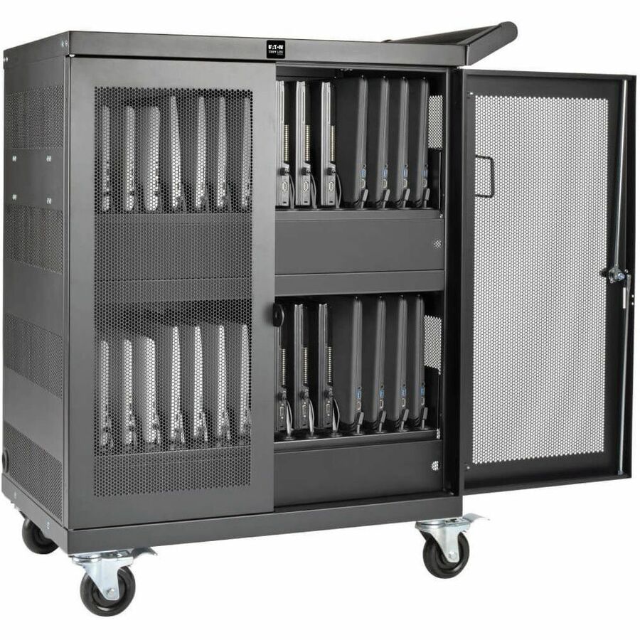 Tripp Lite by Eaton Multi-Device Charging Cart, 32 AC Outlets, Chromebooks and Laptops, Wall-Mount Option, Black — CSC32AC