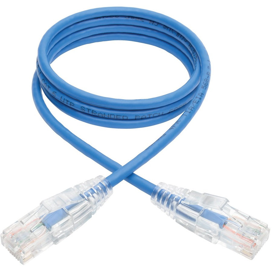 Eaton Tripp Lite Series Cat6 Gigabit Snagless Slim UTP Ethernet Cable (RJ45 M/M), PoE, Blue, 3 ft. (0.91 m) — N201-S03-BL