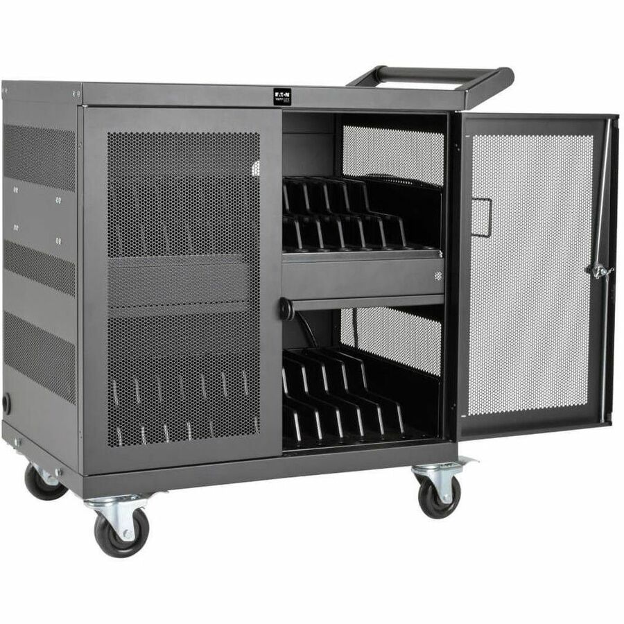 Tripp Lite by Eaton Multi-Device Charging Cart, 32 USB Ports, iPad and Android Tablets, Wall-Mount Option, Black — CSC32USB