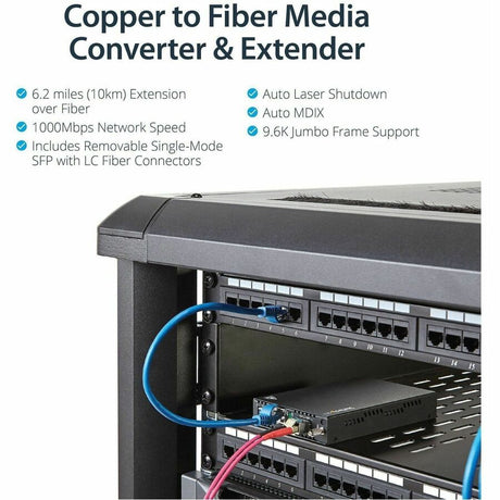 StarTech.com Gigabit Ethernet Copper-to-Fiber Media Converter - SM LC - 10 km - Ethernet Media Converter - GbE Converter — ET91000SM10