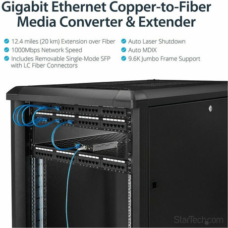 StarTech.com Gigabit Ethernet Copper-to-Fiber Media Converter - SM LC - 20 km - Ethernet Media Converter - GbE Converter — ET91000SM20