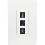 Tripp Lite by Eaton Single-Gang 3-Port Wall Plate Keystone Cat5/6 USB HDMI Dport RCA — N080-103