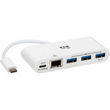 Eaton Tripp Lite Series 3-Port USB-C Hub - USB 3.x (5Gpbs) Hub Ports, Gigabit Ethernet, 60W PD Charging, White — U460-003-3AG-C