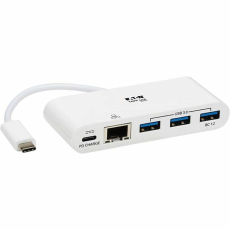 Eaton Tripp Lite Series 3-Port USB-C Hub - USB 3.x (5Gpbs) Hub Ports, Gigabit Ethernet, 60W PD Charging, White — U460-003-3AG-C