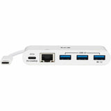 Eaton Tripp Lite Series 3-Port USB-C Hub - USB 3.x (5Gpbs) Hub Ports, Gigabit Ethernet, 60W PD Charging, White — U460-003-3AG-C