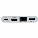 Eaton Tripp Lite Series USB-C Multiport Adapter - HDMI, USB 3.x (5Gbps) Hub Port, Gigabit Ethernet, 60W PD Charging, HDCP, White — U444-06N-HGU-C