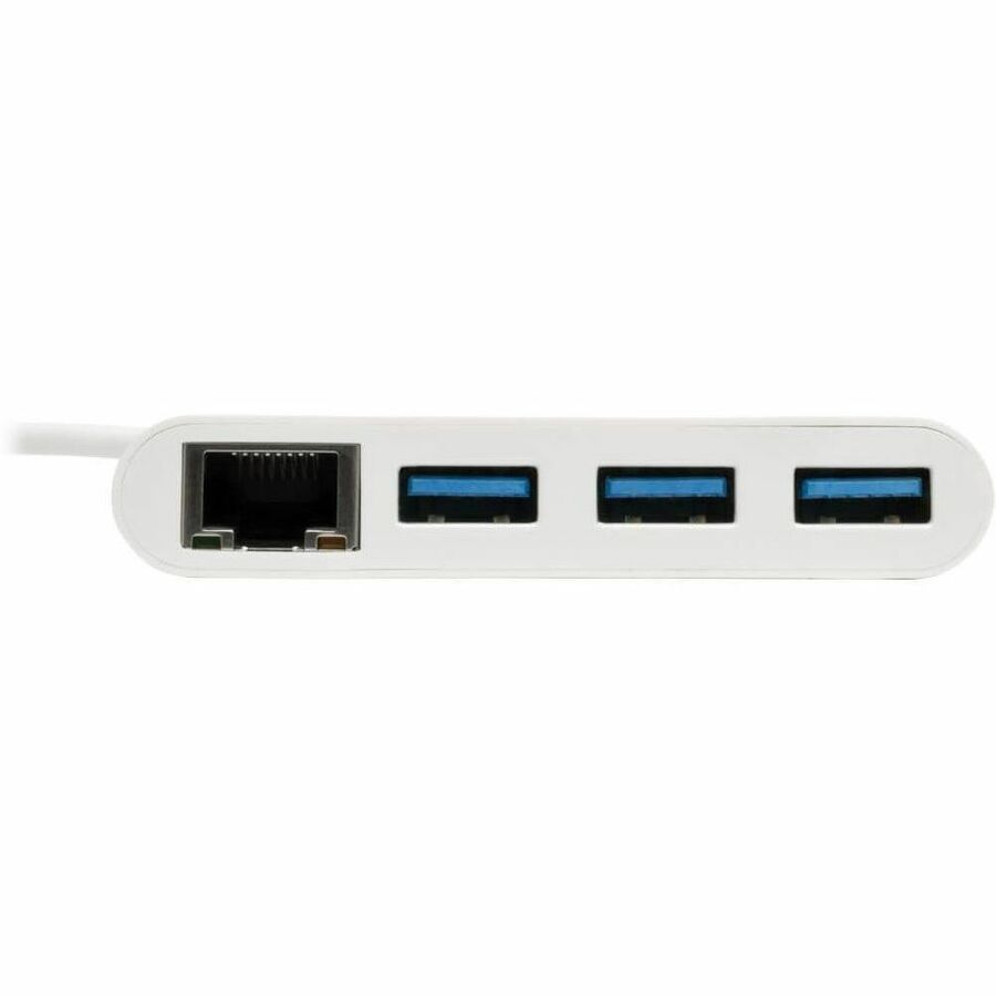 Eaton Tripp Lite Series 3-Port USB 3.x (5Gbps) Hub with LAN Port, USB-C to 3x USB-A Ports and Gigabit Ethernet, White — U460-003-3AG