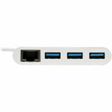 Eaton Tripp Lite Series 3-Port USB 3.x (5Gbps) Hub with LAN Port, USB-C to 3x USB-A Ports and Gigabit Ethernet, White — U460-003-3AG