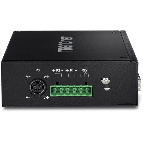 TRENDnet 6-Port Hardened Industrial Gigabit PoE+ DIN-Rail Switch, 4 x Gigabit PoE+ Ports, Shared Gigabit Port (RJ-45/SFP), Dedicated SFP, 120W Power Budget, IP30, Lifetime Protection, Black, TI-PG62