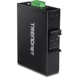 TRENDnet 6-Port Hardened Industrial Gigabit PoE+ DIN-Rail Switch, 4 x Gigabit PoE+ Ports, Shared Gigabit Port (RJ-45/SFP), Dedicated SFP, 120W Power Budget, IP30, Lifetime Protection, Black, TI-PG62