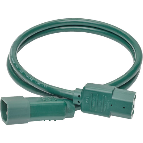 Eaton Tripp Lite Series PDU Power Cord, C13 to C14 - 10A, 250V, 18 AWG, 3 ft. (0.91 m), Green — P004-003-AGN