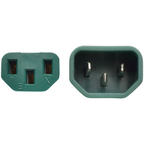 Eaton Tripp Lite Series Heavy-Duty PDU Power Cord, C13 to C14 - 15A, 250V, 14 AWG, 6 ft. (1.83 m), Green — P005-006-AGN