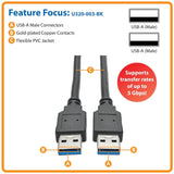 Eaton Tripp Lite Series USB 3.0 SuperSpeed A/A Cable (M/M), Black, 3 ft. (0.91 m) — U320-003-BK