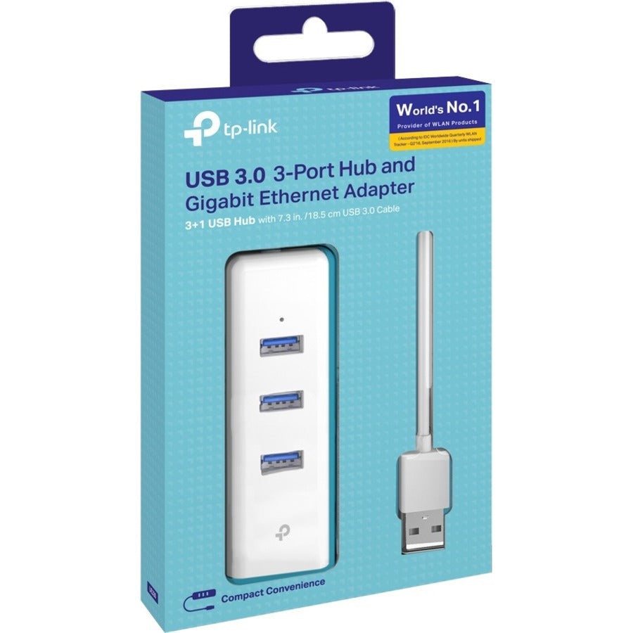 TP-Link (UE330) - USB 3.0 to Ethernet Adapter, Portable 3-port USB Hub with 1 Gigabit — UE330