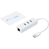 TP-Link (UE330) - USB 3.0 to Ethernet Adapter, Portable 3-port USB Hub with 1 Gigabit — UE330