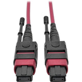 Eaton Tripp Lite Series 100G MTP/MPO Multimode OM4 Plenum-Rated Fiber Optic Cable (F/F), 12 Fiber, 40/100GBASE-SR4, Push/Pull Tabs, Magenta, 1 m — N845-01M-12-MG