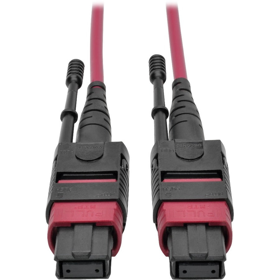 Eaton Tripp Lite Series 100G MTP/MPO Multimode OM4 Plenum-Rated Fiber Optic Cable (F/F), 12 Fiber, 40/100GBASE-SR4, Push/Pull Tabs, Magenta, 3 m — N845-03M-12-MG