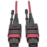Eaton Tripp Lite Series 100G MTP/MPO Multimode OM4 Plenum-Rated Fiber Optic Cable (F/F), 12 Fiber, 40/100GBASE-SR4, Push/Pull Tabs, Magenta, 3 m — N845-03M-12-MG