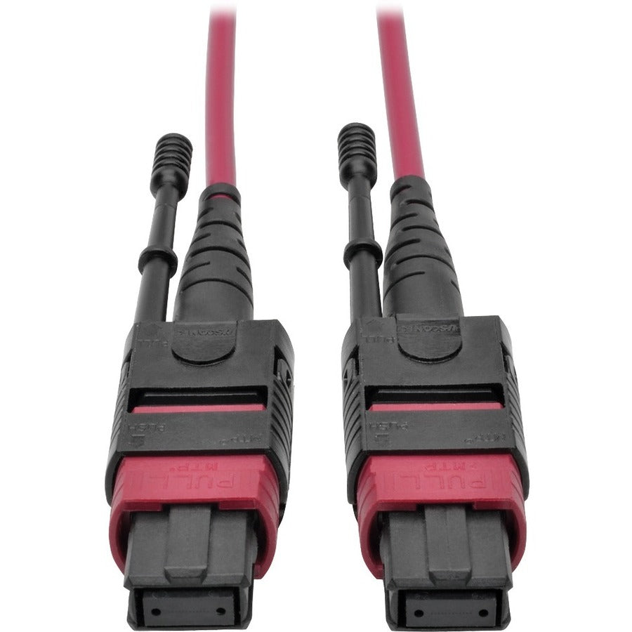 Eaton Tripp Lite Series 100G MTP/MPO Multimode OM4 Plenum-Rated Fiber Optic Cable (F/F), 12 Fiber, 40/100GBASE-SR4, Push/Pull Tabs, Magenta, 5 m — N845-05M-12-MG