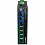 TRENDnet 6-Port Hardened Industrial Gigabit 10/100/1000 Mbps Ultra PoE DIN-Rail Switch; UPoE; IP30; DIN-Rail & Wall Mounts Included; Lifetime Protection; TI-UPG62