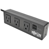 Tripp Lite by Eaton Protect It! 3-Outlet Surge Protector with Desk Clamp, 10 ft. Cord, 510 Joules, 2 USB Charging Ports, Black Housing — TLP310USBC