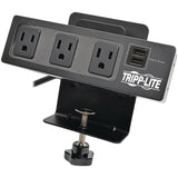 Tripp Lite by Eaton Protect It! 3-Outlet Surge Protector with Desk Clamp, 10 ft. Cord, 510 Joules, 2 USB Charging Ports, Black Housing — TLP310USBC