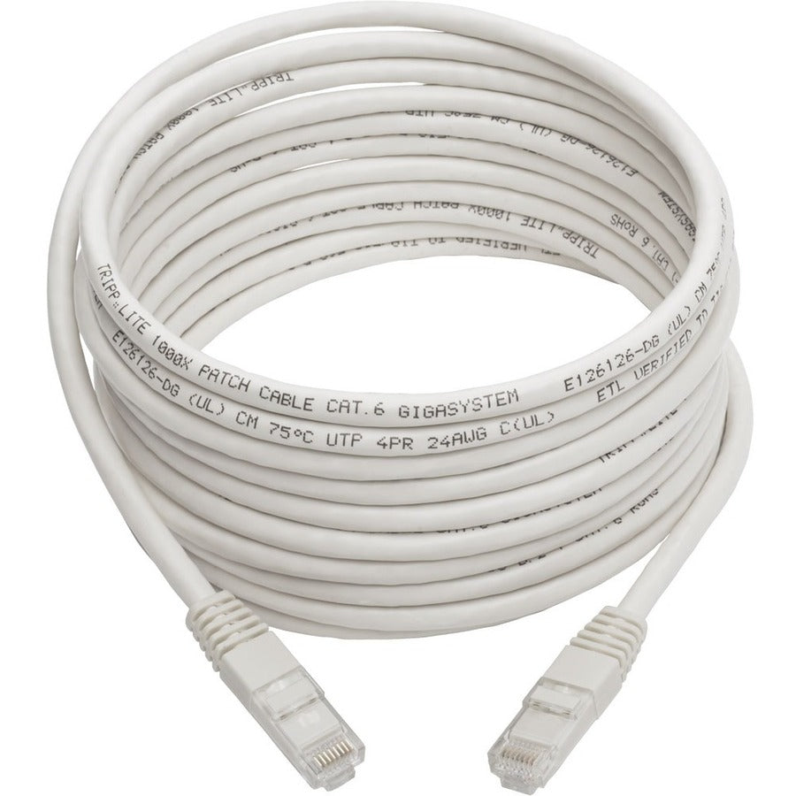 Eaton Tripp Lite Series Cat6 Gigabit Molded (UTP) Ethernet Cable (RJ45 M/M), PoE, White, 15 ft. (4.57 m) — N200-015-WH