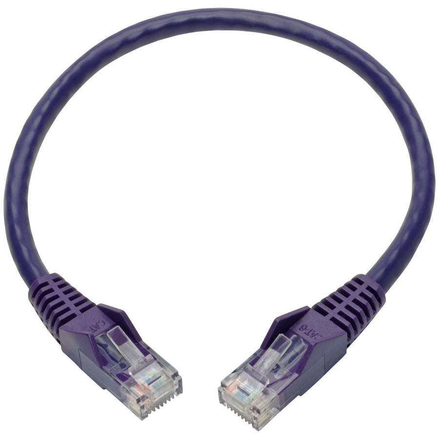 Eaton Tripp Lite Series Cat6 Gigabit Snagless Molded (UTP) Ethernet Cable (RJ45 M/M), PoE, Purple, 1 ft. (0.31 m) — N201-001-PU